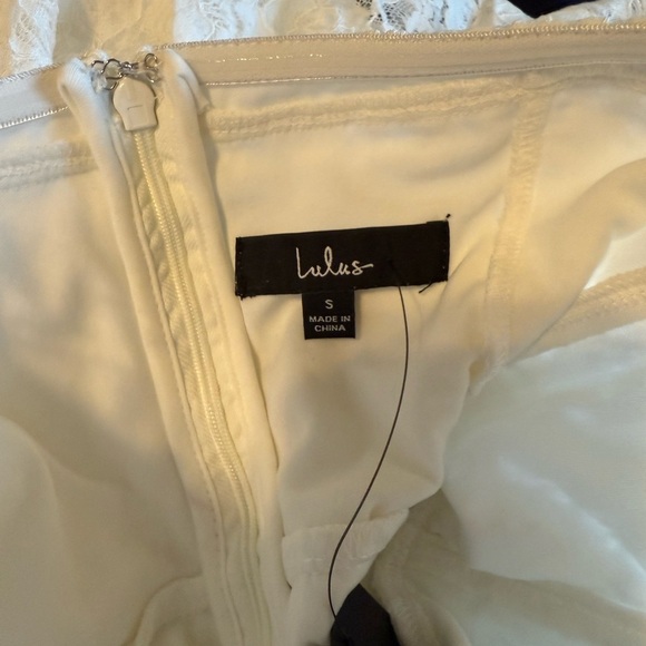 Lulus Curated Charm White Lace Strapless Bustier High-Low Dress, size small - Picture 8 of 8